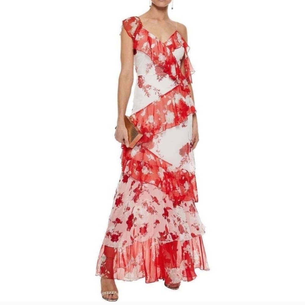 Alice + Olivia Olympia Asymmetrical Silk Maxi Dress - Picture 4 of 16